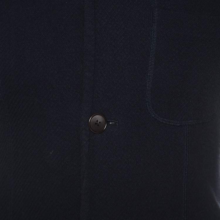 Pre Owned Giorgio Armani Navy Blue Cotton Jacket M