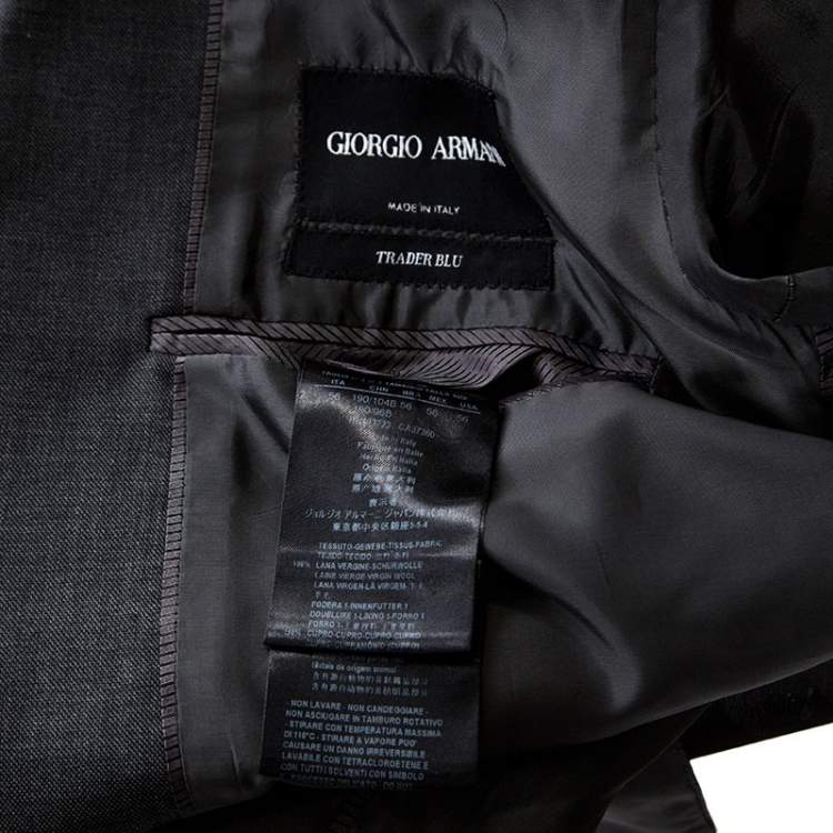 Pre Owned Giorgio Armani Grey Wool Trader Blu Suit 3XL