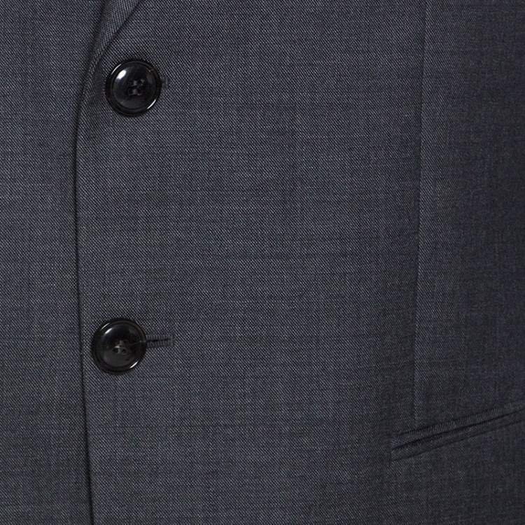 Pre Owned Giorgio Armani Grey Wool Trader Blu Suit 3XL
