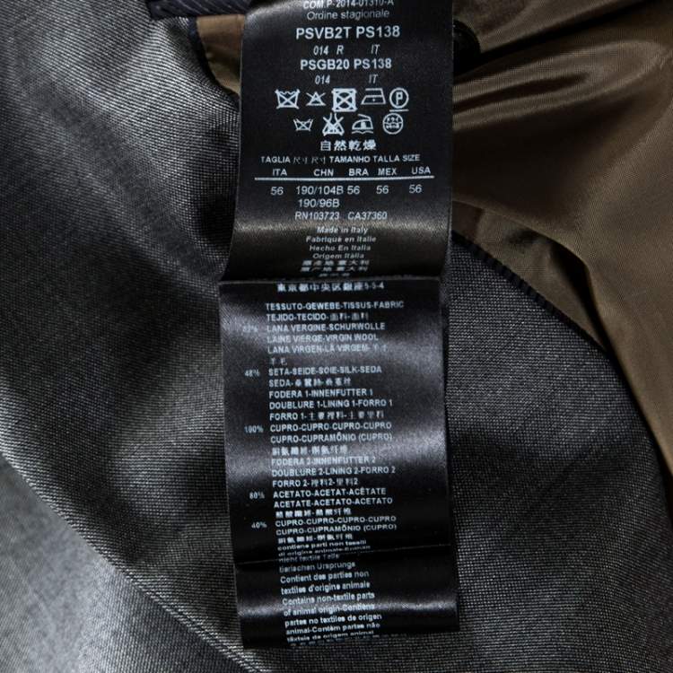 Pre Owned Giorgio Armani Grey Wool Silk Blend Trader Blu Suit 3XL