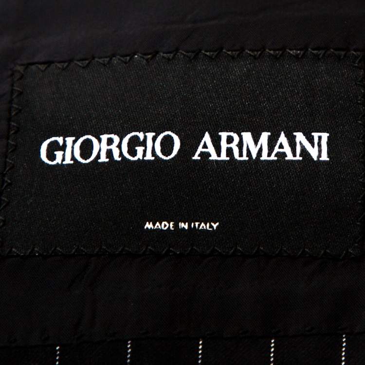 Pre Owned Giorgio Armani Dark Blue Pinstripe Wool Three Buttoned Blazer L