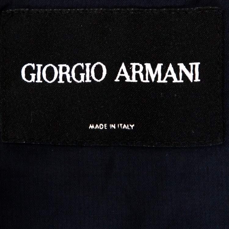 Pre Owned Giorgio Armani Slate Grey Linen Cotton Zip Front Overcoat S