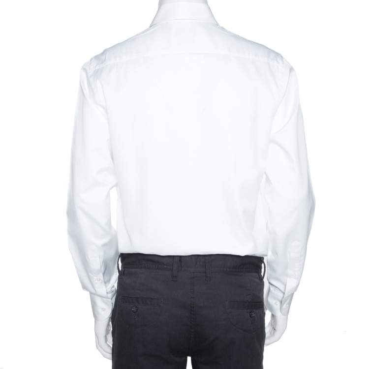 Pre Owned Giorgio Armani White Cotton Luxury Fit Button Front Shirt L