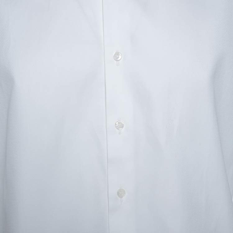 Pre Owned Giorgio Armani White Cotton Luxury Fit Button Front Shirt L