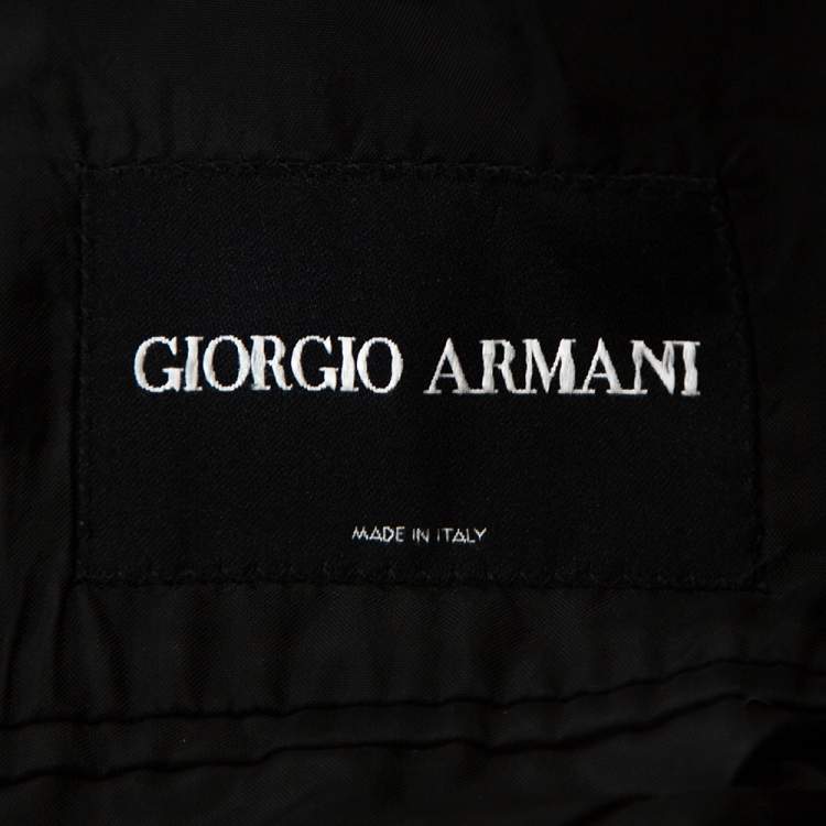 Pre Owned Giorgio Armani Black Pinstripe Wool Two Buttoned Blazer L