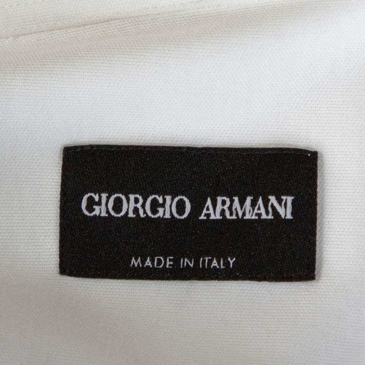 Pre Owned Giorgio Armani Off White Cotton Jersey Button Front Shirt M