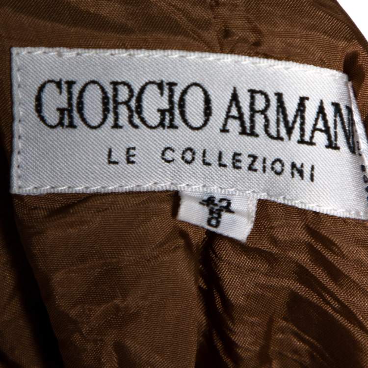 Pre Owned Giorgio Armani Vintage Brown Herringbone Wool Blazer M