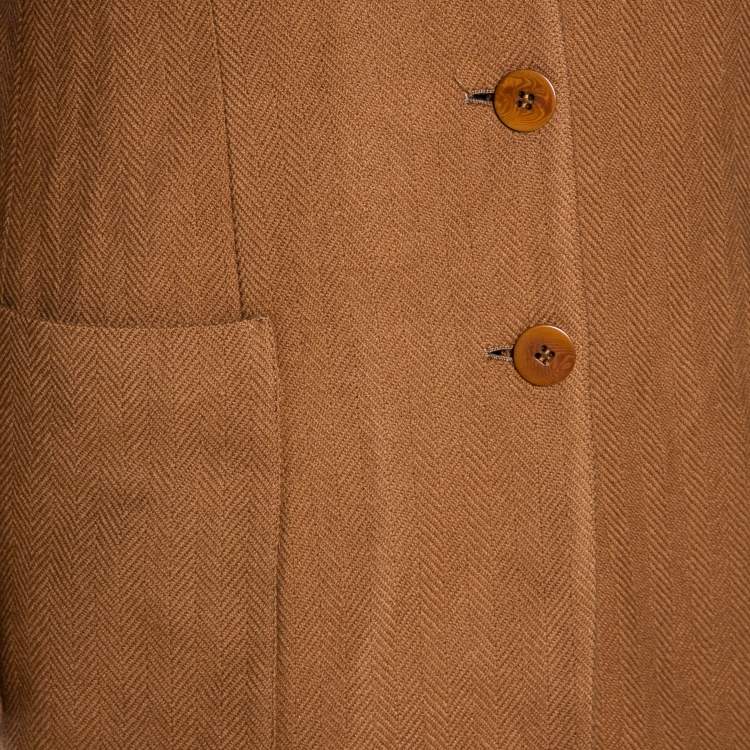Pre Owned Giorgio Armani Vintage Brown Herringbone Wool Blazer M