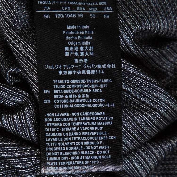 Pre Owned Giorgio Armani Black Silk & Cotton Stripe Pattern Knit Polo T-Shirt 3XL