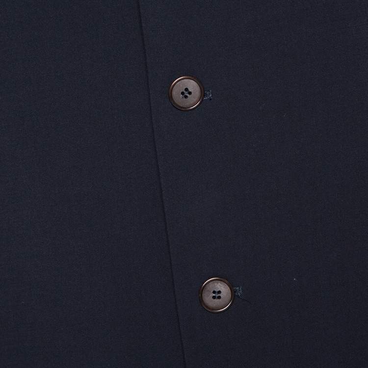 Pre Owned Giorgio Armani Navy Blue Stretch Wool Button Front Jacket XXL
