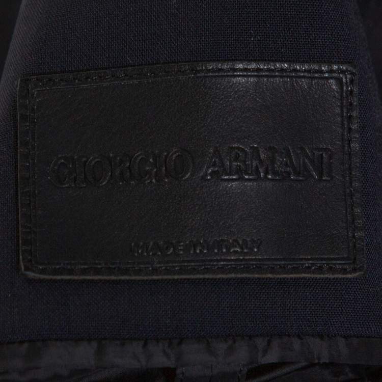 Pre Owned Giorgio Armani Navy Blue Stretch Wool Button Front Jacket XXL