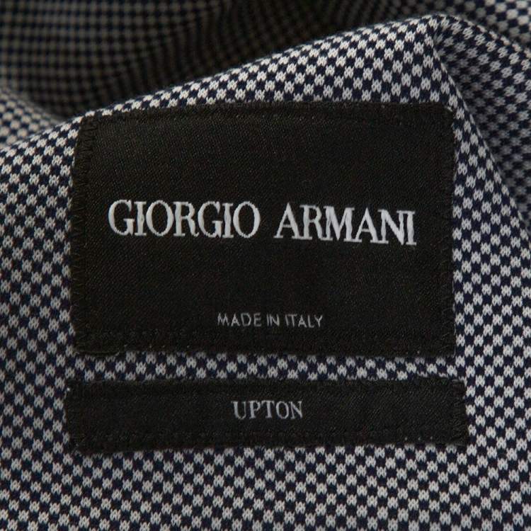 Pre Owned Giorgio Armani Monochrome Patterned Knit Upton Blazer XXL