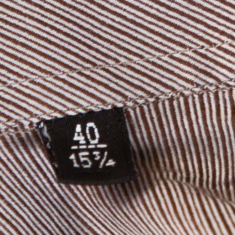 مملوكة مسبقًا Giorgio Armani Brown Diagonal Striped Cotton Long Sleeve Shirt M