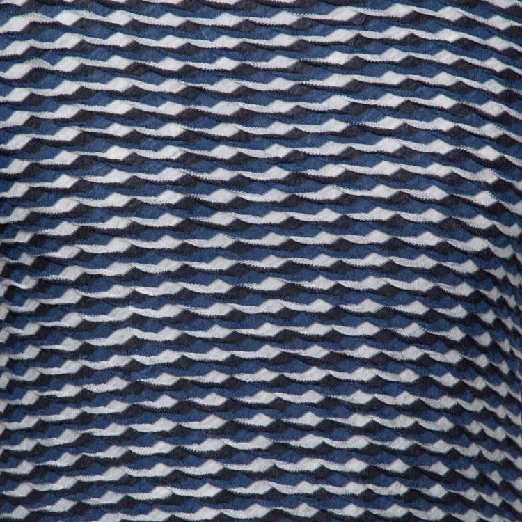 Pre Owned Giorgio Armani Navy Blue Textured Knit Fitted Crew Neck T-Shirt XL