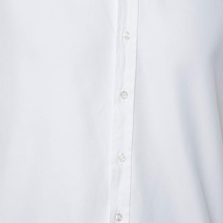 Pre Owned Giorgio Armani White Cotton French Cuff Dress Shirt L