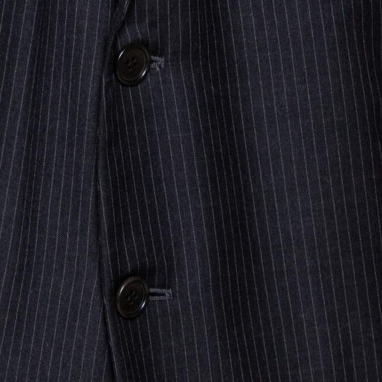 Pre Owned Giorgio Armani Borgo 21 Black Wool Pinstriped Suit 4XL