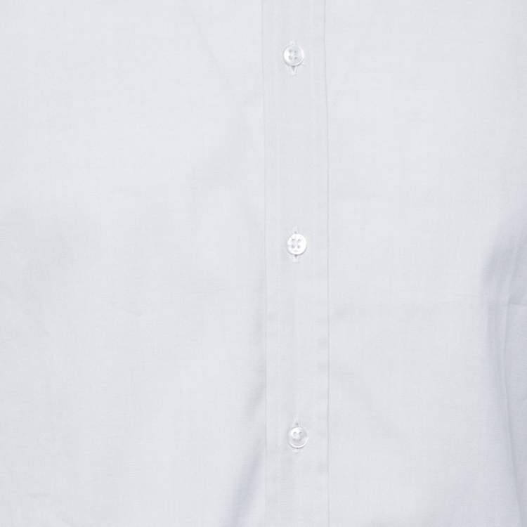 Pre Owned Giorgio Armani Pale Grey Cotton French Cuff Long Sleeve Shirt 3XL