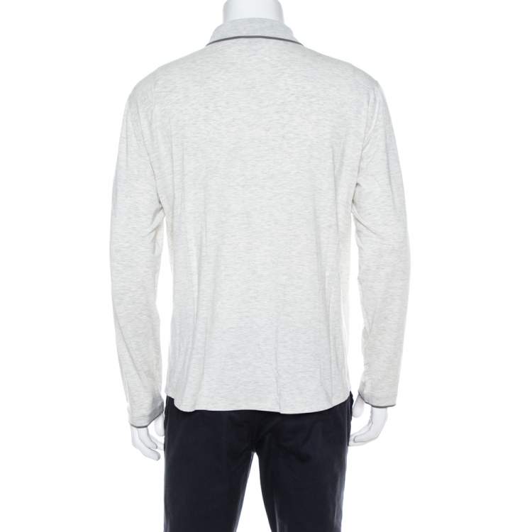 Pre Owned Giorgio Armani Light Grey Jersey Button Front Long Sleeve Shirt 3XL