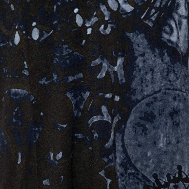 Pre Owned Giorgio Armani Dark Green & Navy Blue Knit Abstract Print T Shirt 4XL