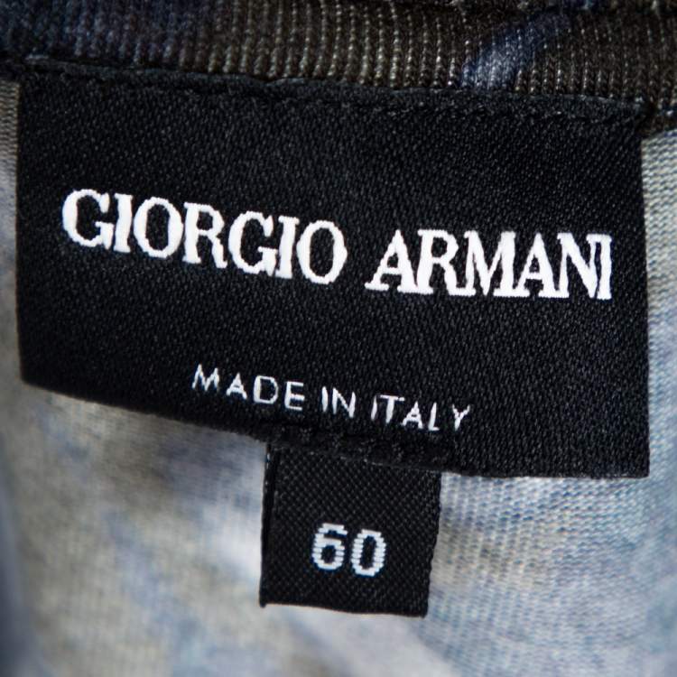 Pre Owned Giorgio Armani Dark Green & Navy Blue Knit Abstract Print T Shirt 4XL