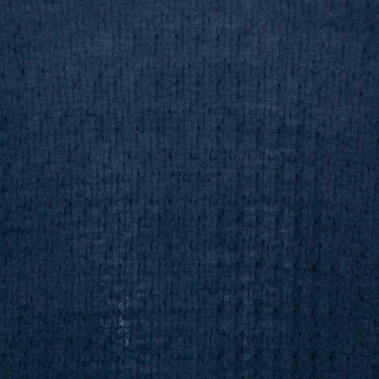 Pre Owned Giorgio Armani Navy Blue Jaquard Knit V-Neck Sweater XXL