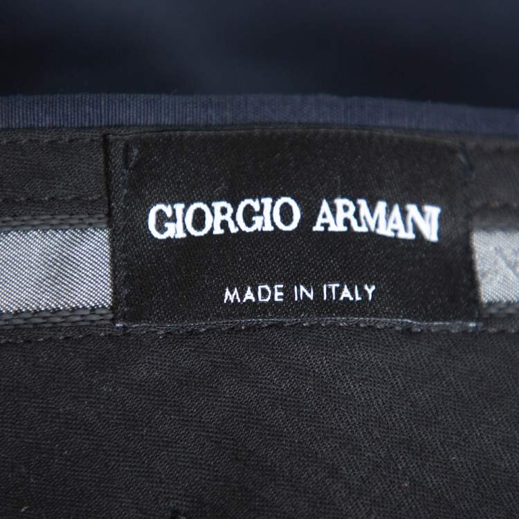Pre Owned Giorgio Armani Navy Blue Flax & Silk Classic Trousers 4XL