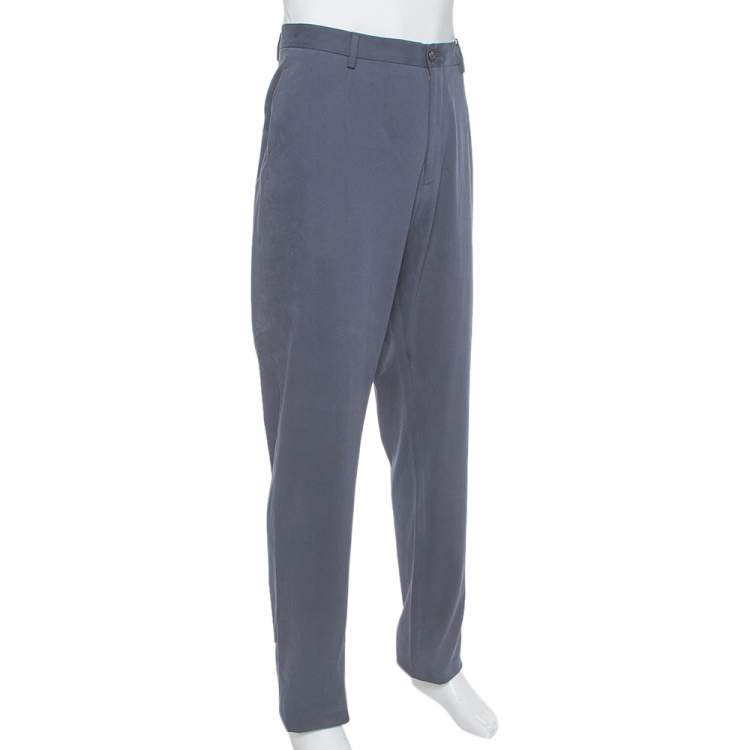 Giorgio Armani Navy Blue Textured Cotton Classic Trousers 4XL Giorgio Armani  | TLC
