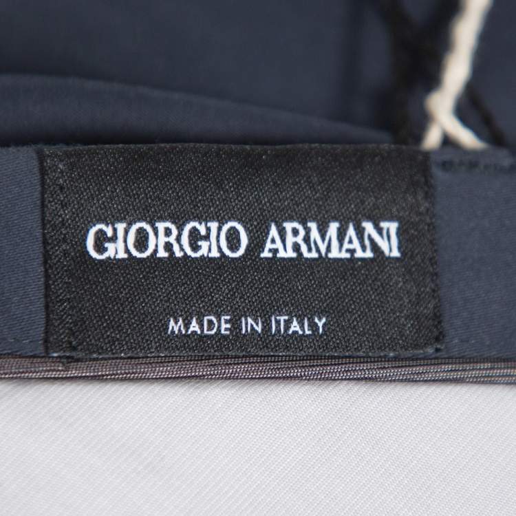 Pre Owned Giorgio Armani Navy Blue Textured Cotton Classic Trousers 4XL