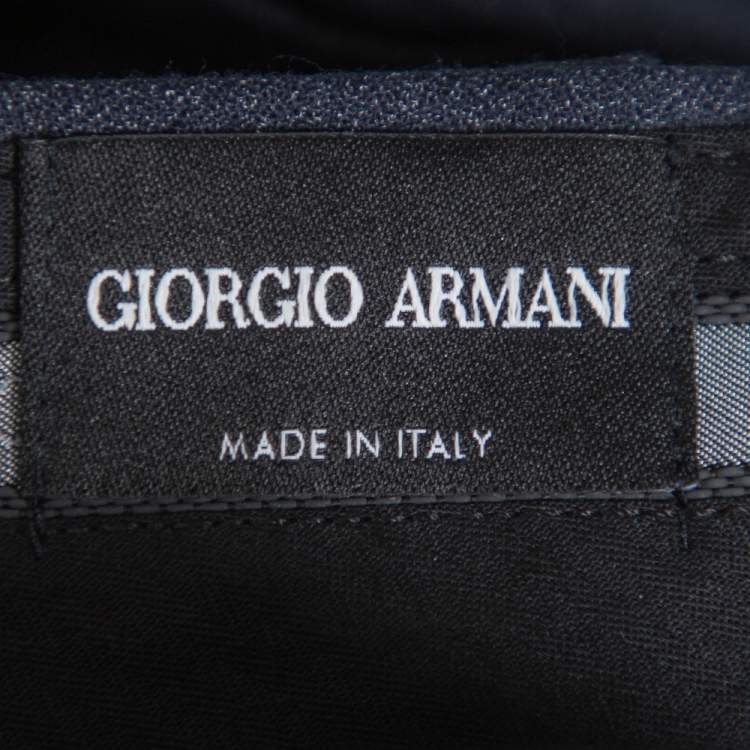Pre Owned Giorgio Armani Navy Blue Speckled Wool & Silk Classic Trousers 3XL 