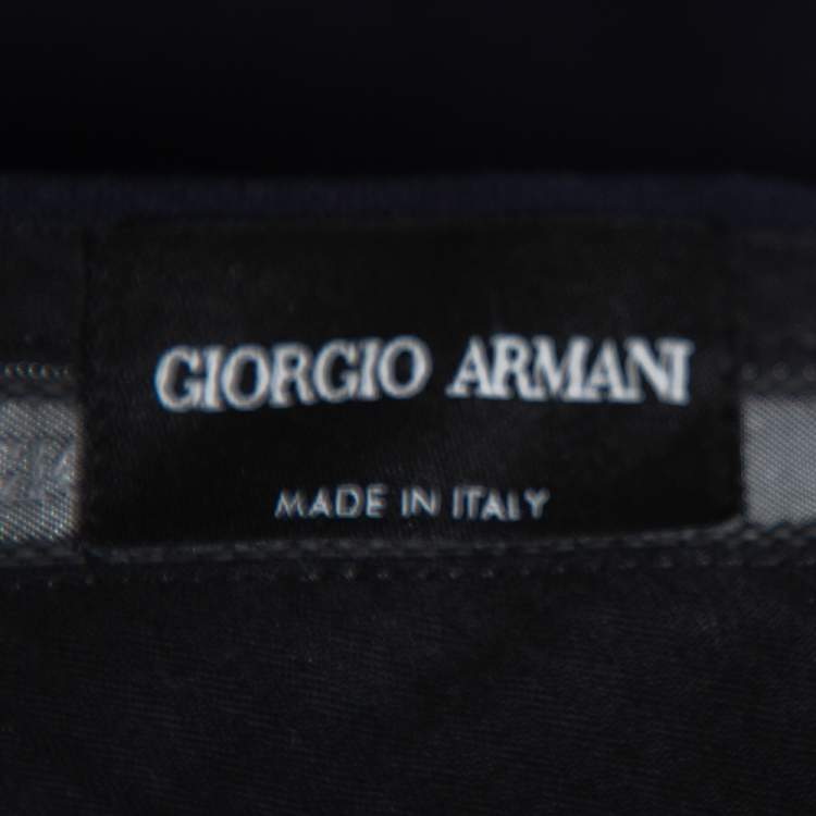 Pre Owned Giorgio Armani Navy Blue Knit Tapered Trousers 3XL