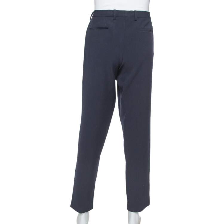 Pre Owned Giorgio Armani Navy Blue Knit Tapered Trousers 3XL