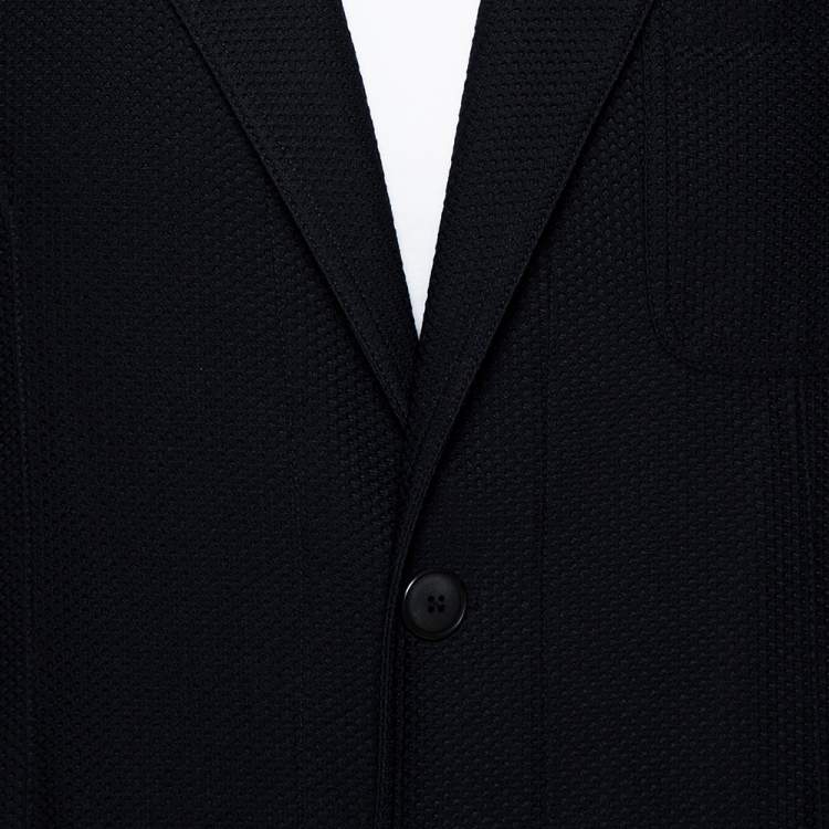 Pre Owned Giorgio Armani Midnight Blue Mesh Button Front Blazer XXL