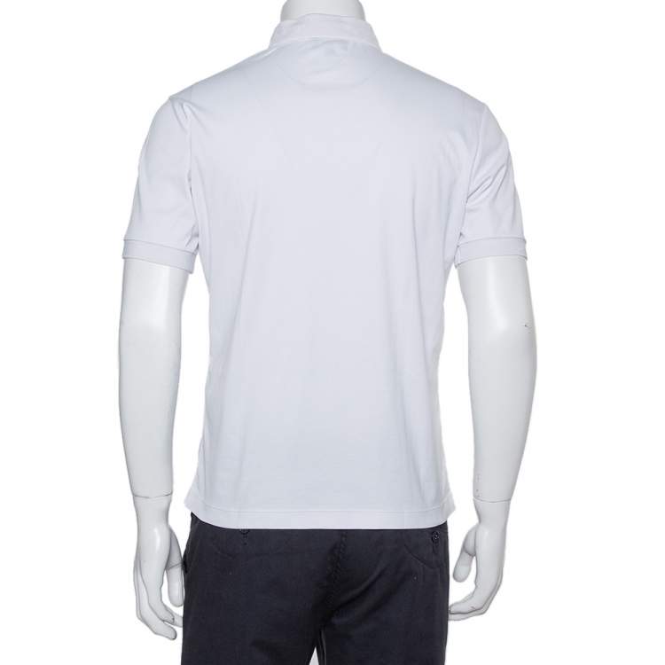 Pre Owned Giorgio Armani White Cotton Stand Collar T-Shirt S