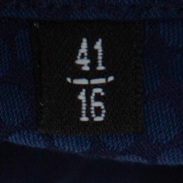 Pre Owned Giorgio Armani Navy Blue Patterned Silk Button Front Shirt L