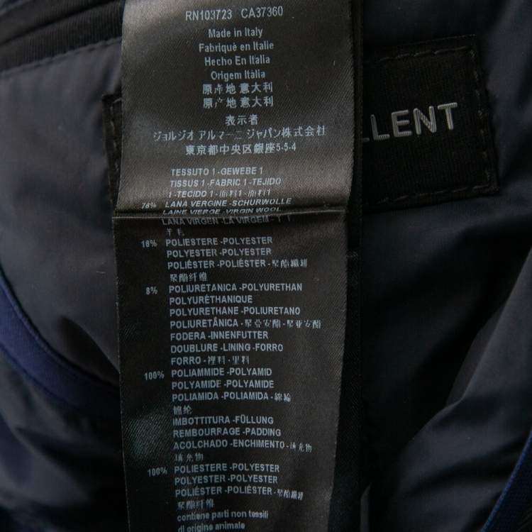 Pre Owned Giorgio Armani Black Wool Water Repellent Button Front Coat S