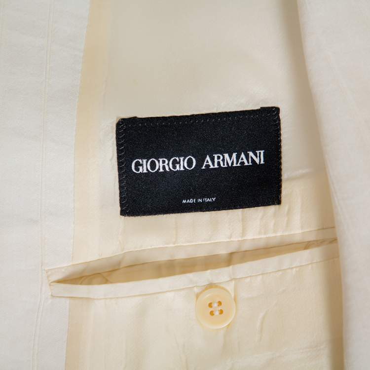 Pre Owned Giorgio Armani Cream Fiber & Silk Button Front Blazer 5XL 