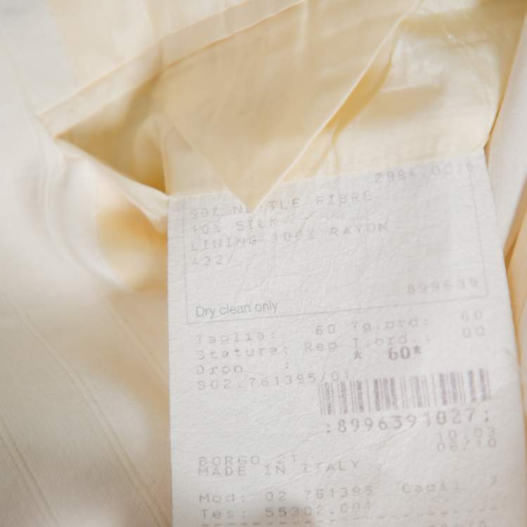 Pre Owned Giorgio Armani Cream Fiber & Silk Button Front Blazer 5XL 