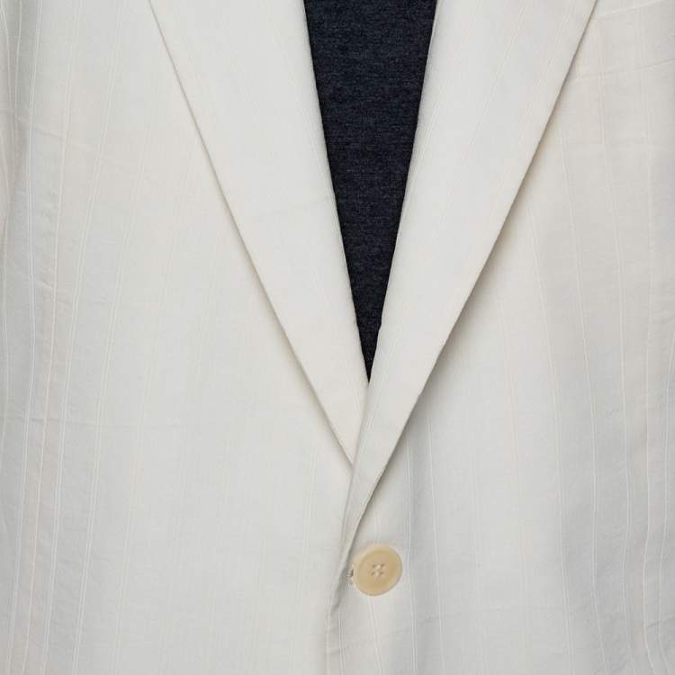 Pre Owned Giorgio Armani Cream Fiber & Silk Button Front Blazer 5XL 