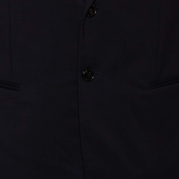 Pre Owned Giorgio Armani Navy Blue Wool Super 150's Button Front Blazer XXL