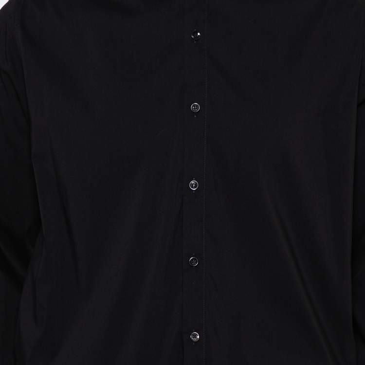 Pre Owned Giorgio Armani Black Cotton Stand Collar button Front Shirt XXL