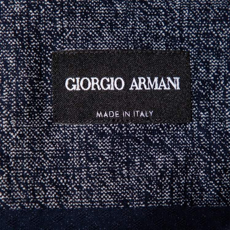 Pre Owned Giorgio Armani Navy Blue Patterned Cotton Shirt 4XL