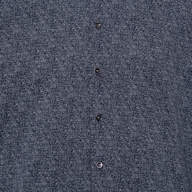 Pre Owned Giorgio Armani Navy Blue Patterned Cotton Shirt 4XL