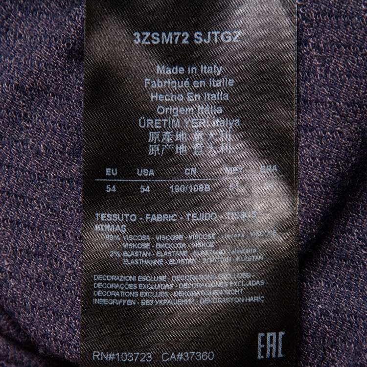 Pre Owned Giorgio Armani Navy Blue Patterned Knit Crewneck T-Shirt XXL