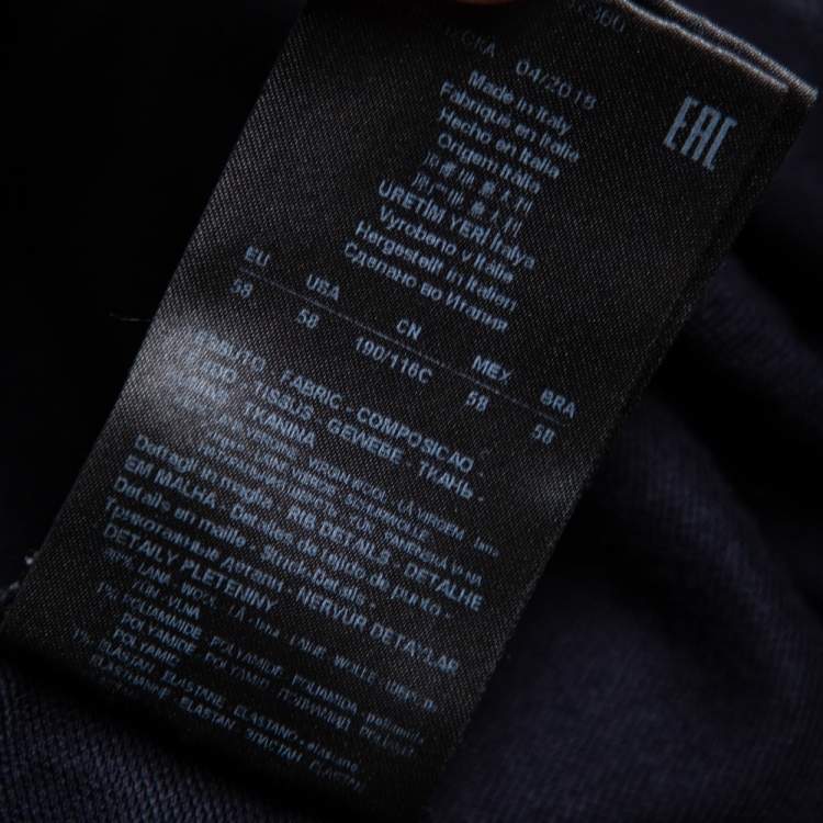 Pre Owned Giorgio Armani Midnight Blue Knit V-Neck T-Shirt 4XL