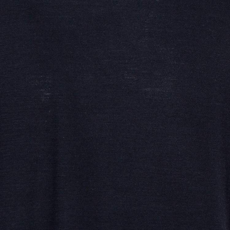Pre Owned Giorgio Armani Midnight Blue Knit V-Neck T-Shirt 4XL