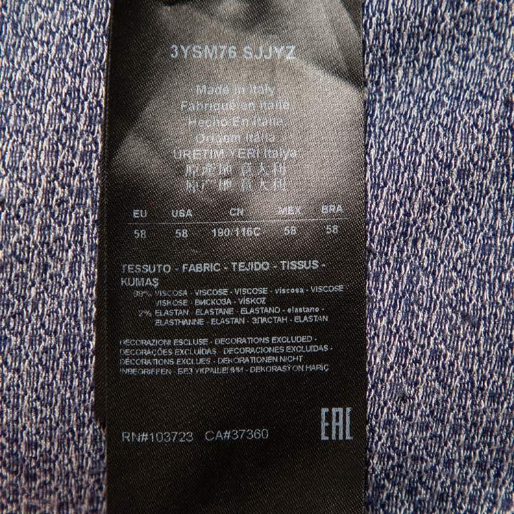 Pre Owned Giorgio Armani Navy Blue Patterned Knit Crewneck T-Shirt 4XL