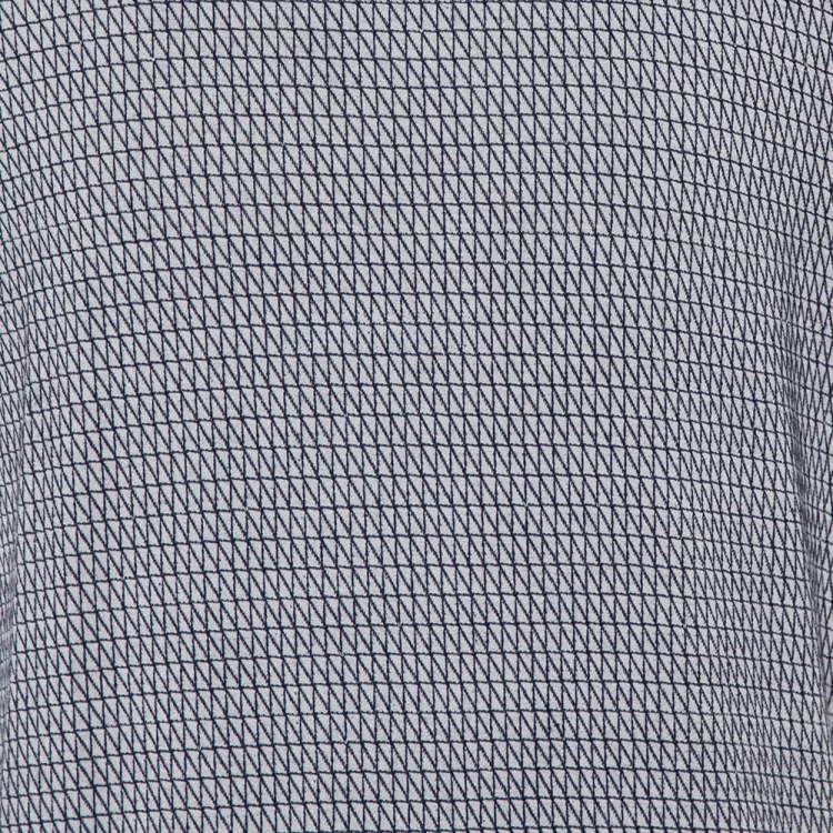 Pre Owned Giorgio Armani Grey Patterned Knit Crewneck T-Shirt XXL