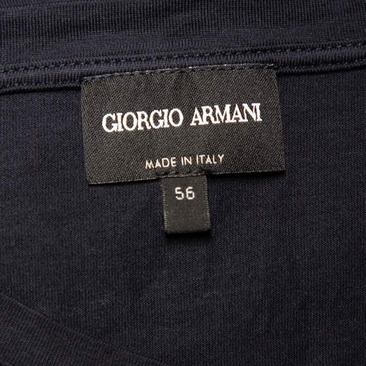 Pre Owned Giorgio Armani Navy Blue Patch Pocket Detail V-Neck T-Shirt 3XL
