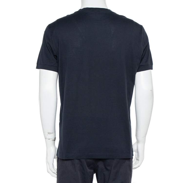 Pre Owned Giorgio Armani Navy Blue Patch Pocket Detail V-Neck T-Shirt 3XL