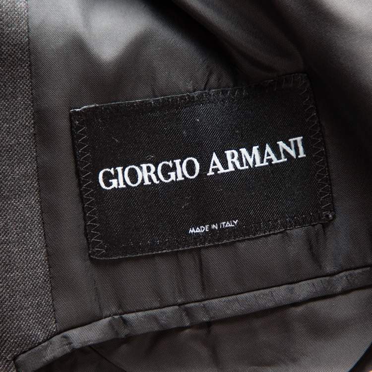 Pre Owned Giorgio Armani Charcoal Grey Wool Suit 5XL